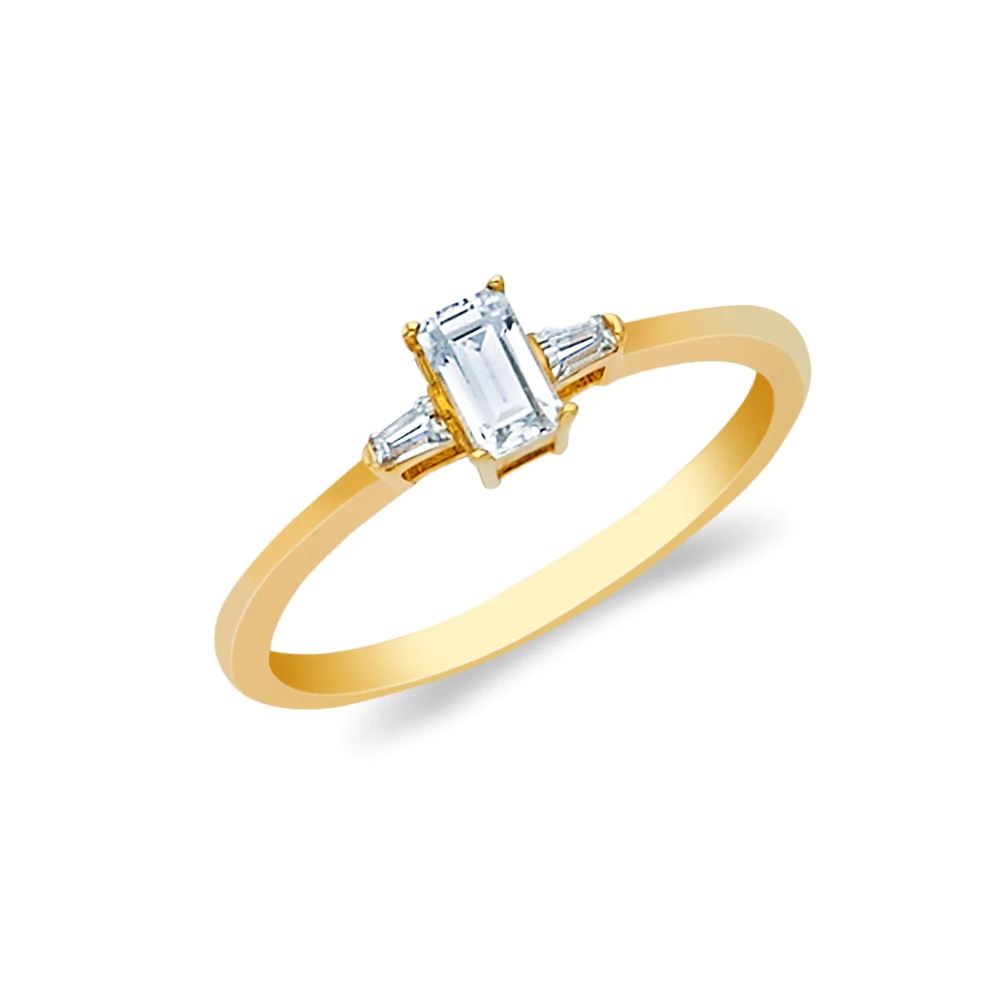 14k Gold 0.75 Baguette Cut Cz Wedding Engagement Ring