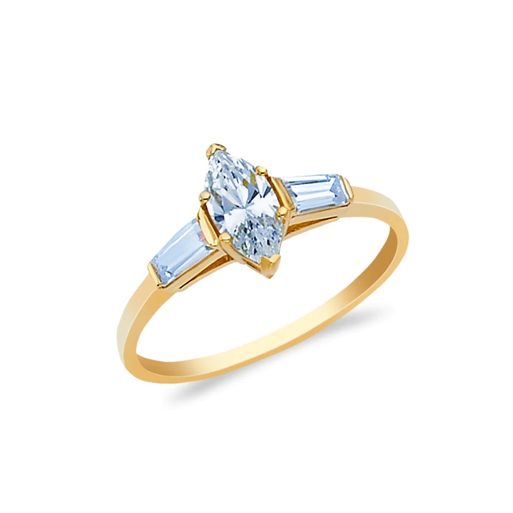 14k Gold 0.75 Ct. Marquise Cut Cz Wedding Engagement Ring