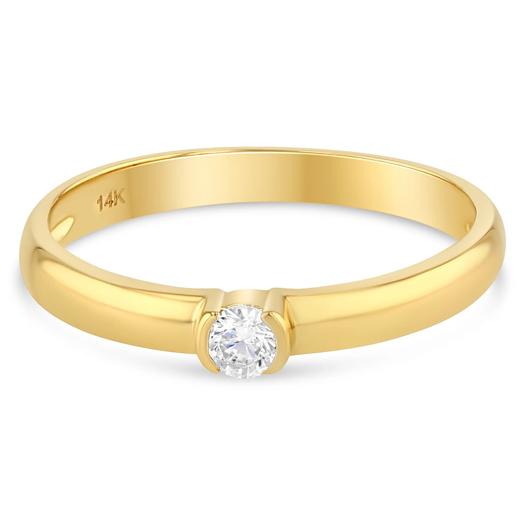 14k Gold 0.1 Ct. Round Cut Solitaire Cz Wedding Engagement Ring