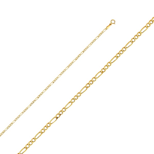 114K GOLD 1.9MM HOLLOW FIGARO 3+1 CHAIN