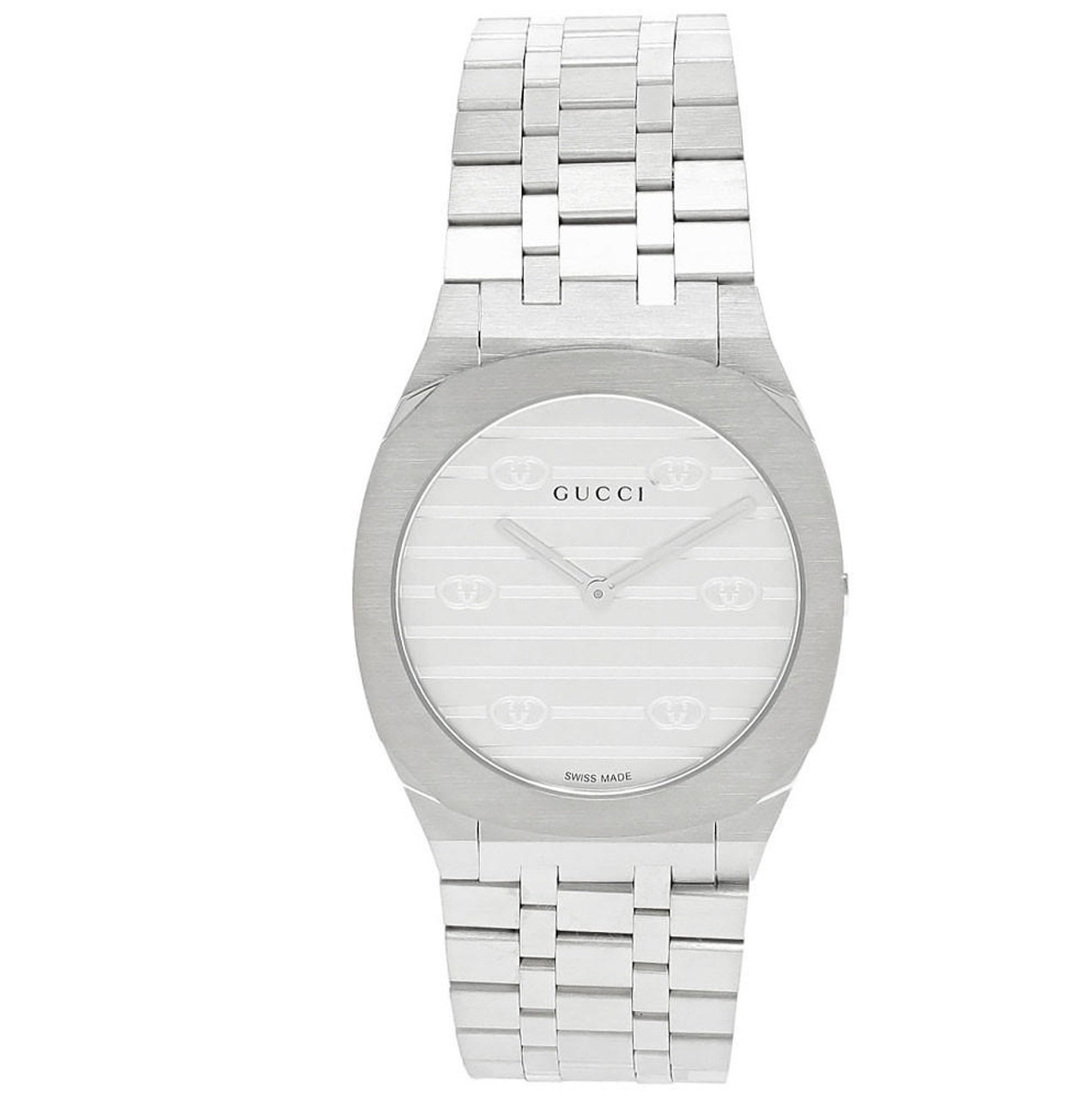 GUCCI 25H 30MM QTZ Stainless Steel Silver Dial Women’s Watch