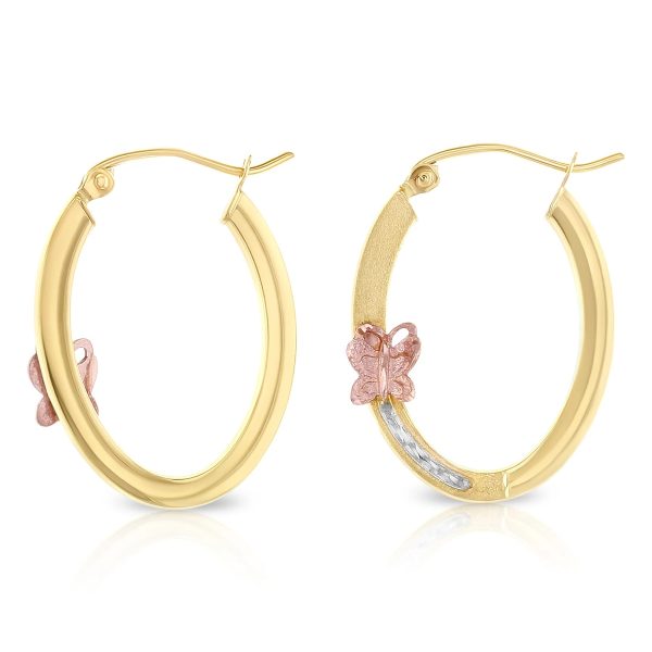 14k Gold 1.5mm Hoops With Butterfly